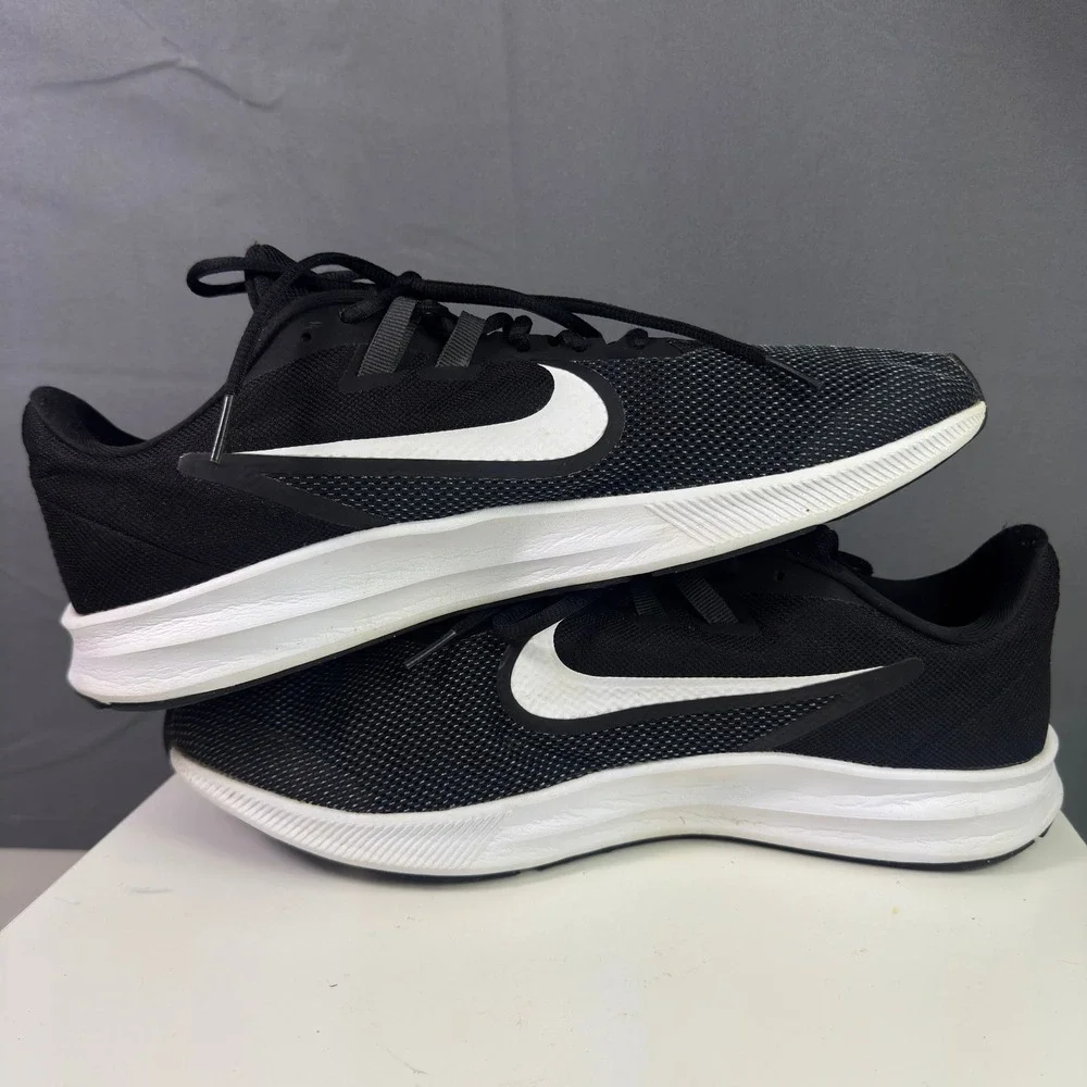 Nike Downshifter 9 Running Shoes Mens 11.5 Black White AR4946-003 Mesh Low Top